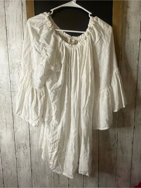 Exist Peasant Top One Sized Oversized White Boho Blouse